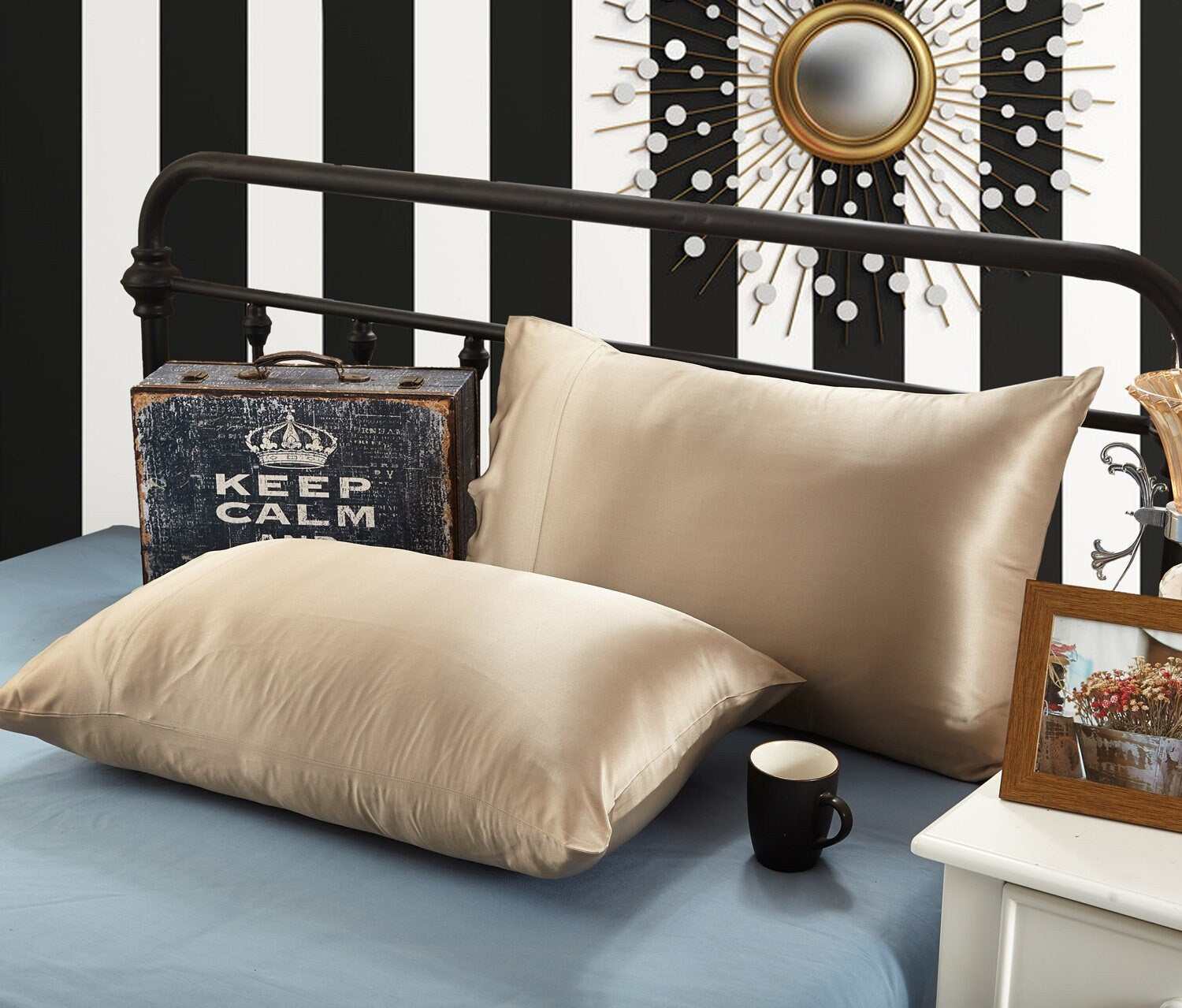 30mm Solid Cream Coffee, Handmade with 100% 6A Pure Silk, Beauty Sleep Anti Ageing/Wrinkles, for King, Queen, Customized sizes Bedding.