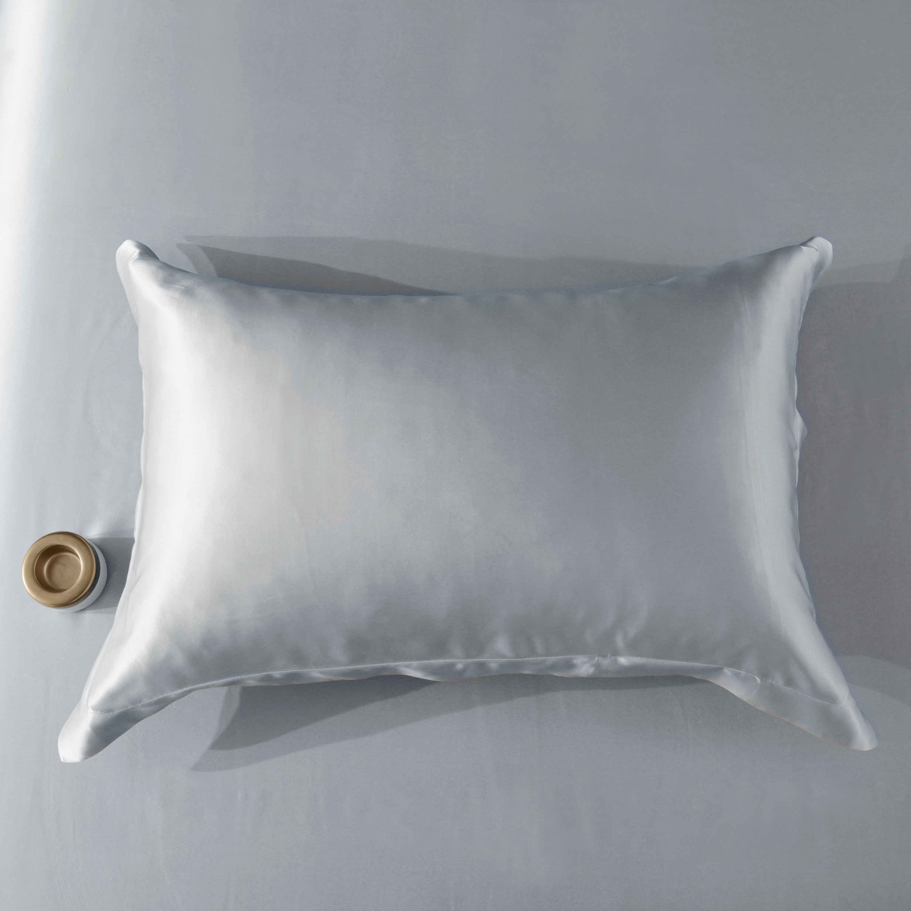 22mm Silver Blue Silk Pillowcase, for Better Skin Less Sleep Creases, Handmade with 100% Silk for King, Queen, and Customized Sizes Bedding.