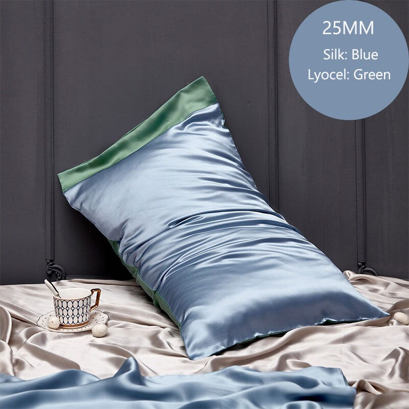 Mother's Day Gifts, 25mm Silk + Lyocell Pillowcase, 100% 6A Pure Silk Anti Ageing/Sleep Crease, for King, Queen and Customized Size Bedding