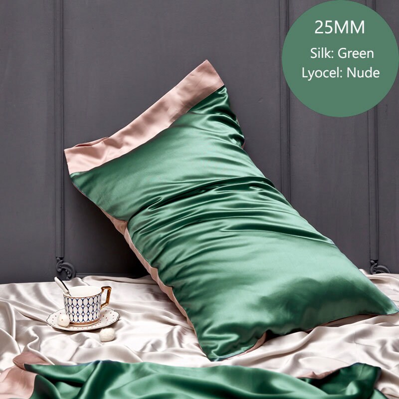 Mother's Day Gifts, 25mm Silk + Lyocell Pillowcase, 100% 6A Pure Silk Anti Ageing/Sleep Crease, for King, Queen and Customized Size Bedding