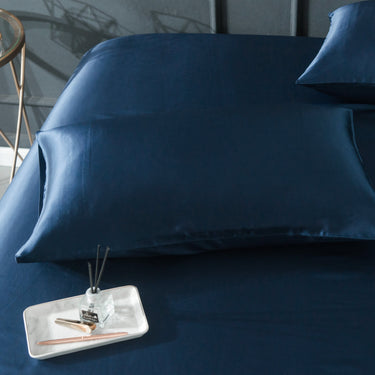 22mm Dark Blue Pillowcase, Handmade with 100% 6A Pure Silk, Beauty Sleep Anti Ageing/Wrinkles, for King, Queen, Customized sizes Bedding.
