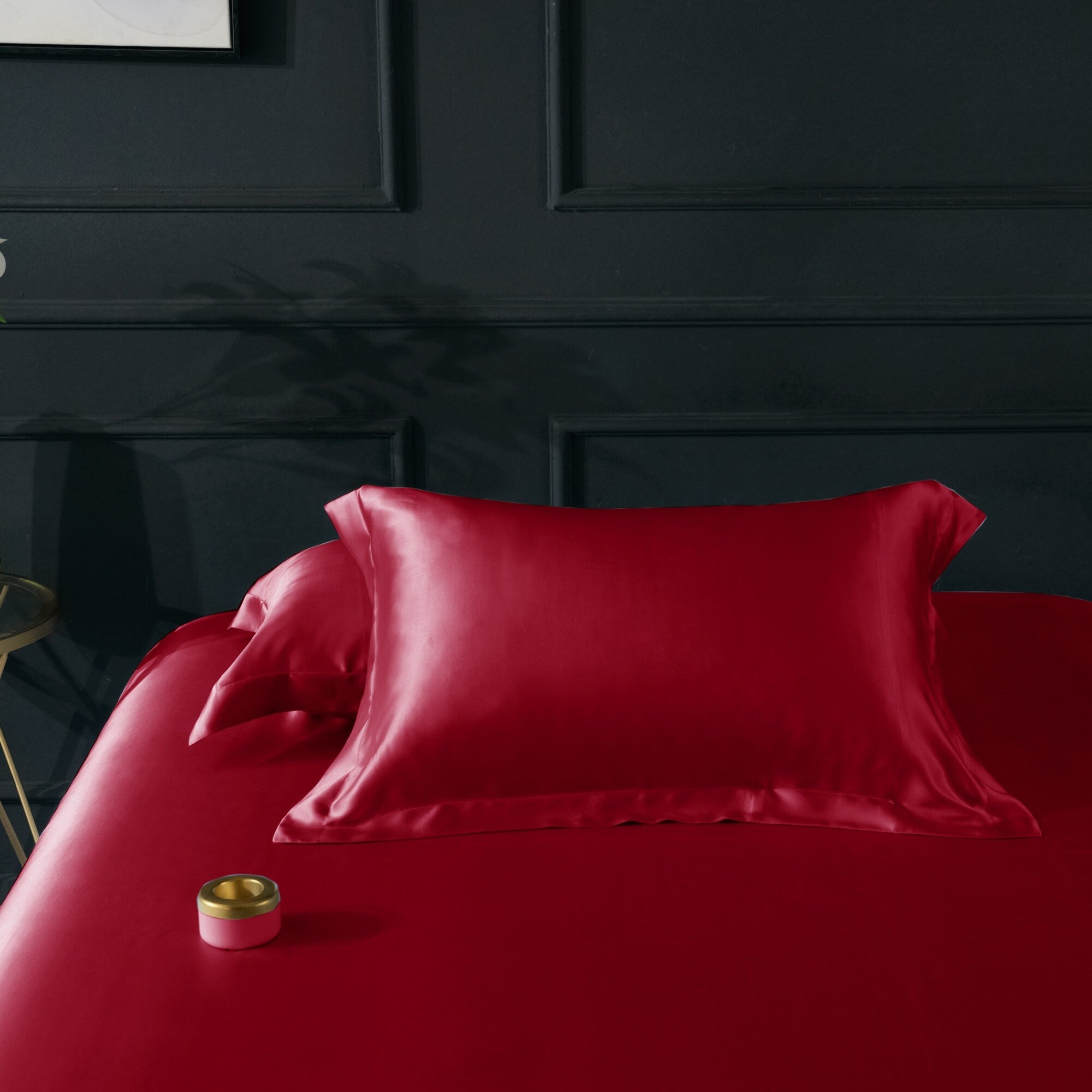 22mm Red Wine Pillowcase, Handmade with 100% 6A Pure Silk, Beauty Sleep Anti Ageing/Wrinkles, for King, Queen, Customized sizes Bedding.