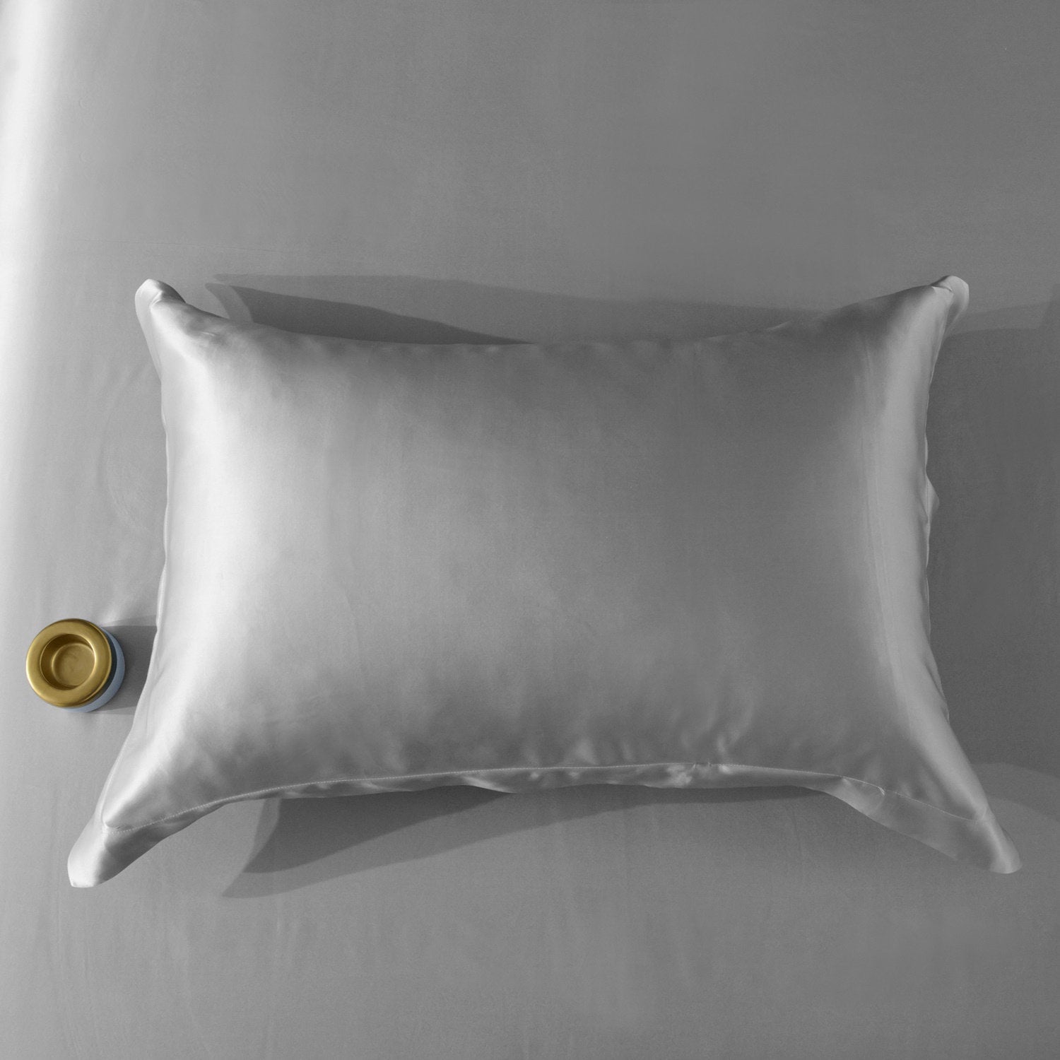 22mm Silver Gray Silk Pillowcase, for Better Skin Less Sleep Creases, Handmade with 100% Silk for King, Queen, and Customized Sizes Bedding.