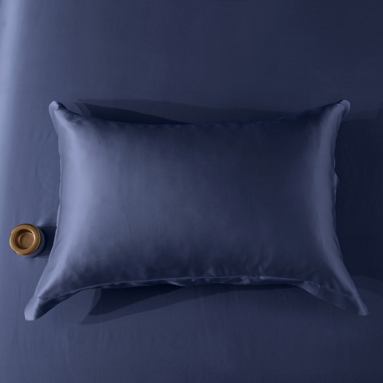 22mm Ocean Blue Silk Pillowcase, for Better Skin Less Sleep Creases, Handmade with 100% Silk for King, Queen, and Customized Sizes Bedding.