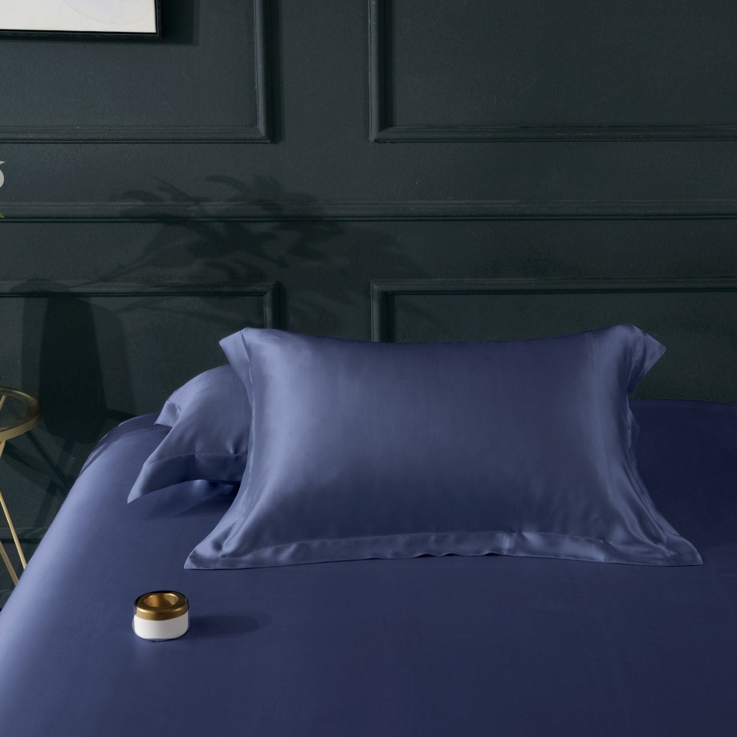 22mm Ocean Blue Silk Pillowcase, for Better Skin Less Sleep Creases, Handmade with 100% Silk for King, Queen, and Customized Sizes Bedding.