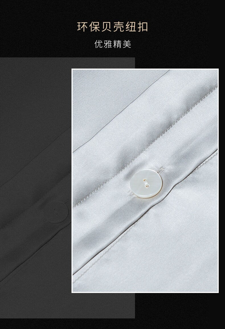 Pure silk duvet cover in Smoky Gray 22 momme thickness, Smooth, Natural, Sleep beauty Silk Bedding for King, queen, custom size.