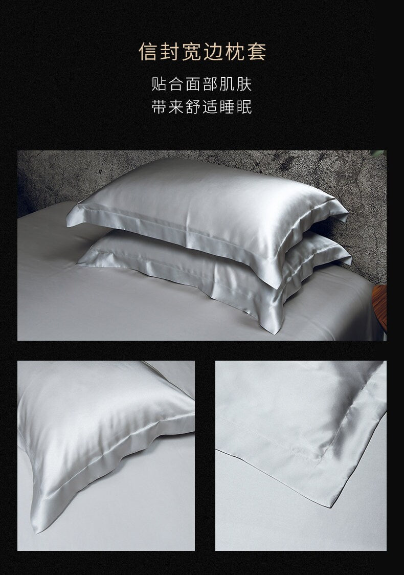 Pure silk duvet cover in Smoky Gray 22 momme thickness, Smooth, Natural, Sleep beauty Silk Bedding for King, queen, custom size.