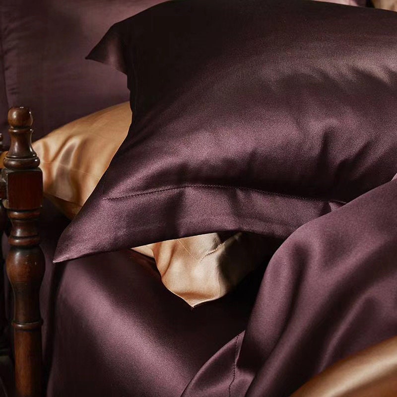 Silk Duvet Cover, Handmade 25 Momme 100% Pure 6A Silk in Berry Purple, Queen, King, Custom Sizes, Luxury GIft for Her