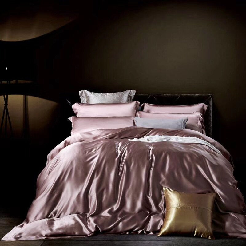 Handmade Duvet Cover in Bean Purple 100% Pure 6A Silk, 25mm smooth, natural, sleep beauty Silk Bedding for King, queen, custom size.
