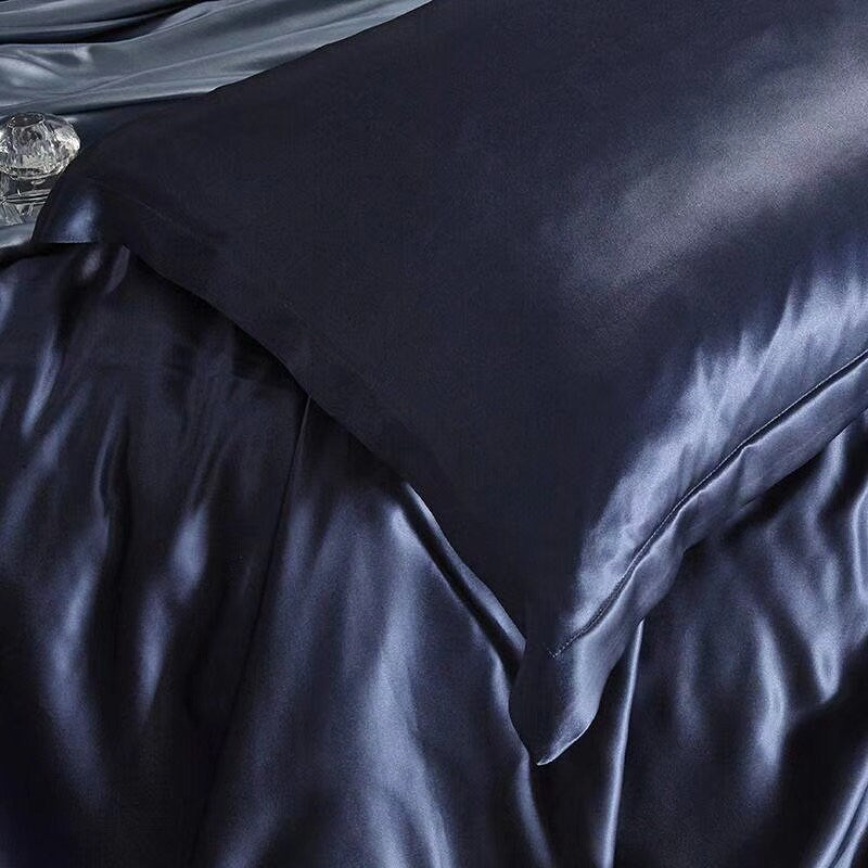 Pure Silk Flat Sheet/Fitted Sheet /Navy Blue 100% 6A Silk, 25 Momme Silk Bedding for King/Queen/Custom size, GIFT for Her/HIM