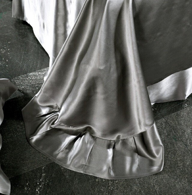 Handmade Flat Sheet in Smoky Grey 100% Pure 6A Silk, 25mm smooth, natural, sleep beauty Silk Bedding for King, queen, custom size.