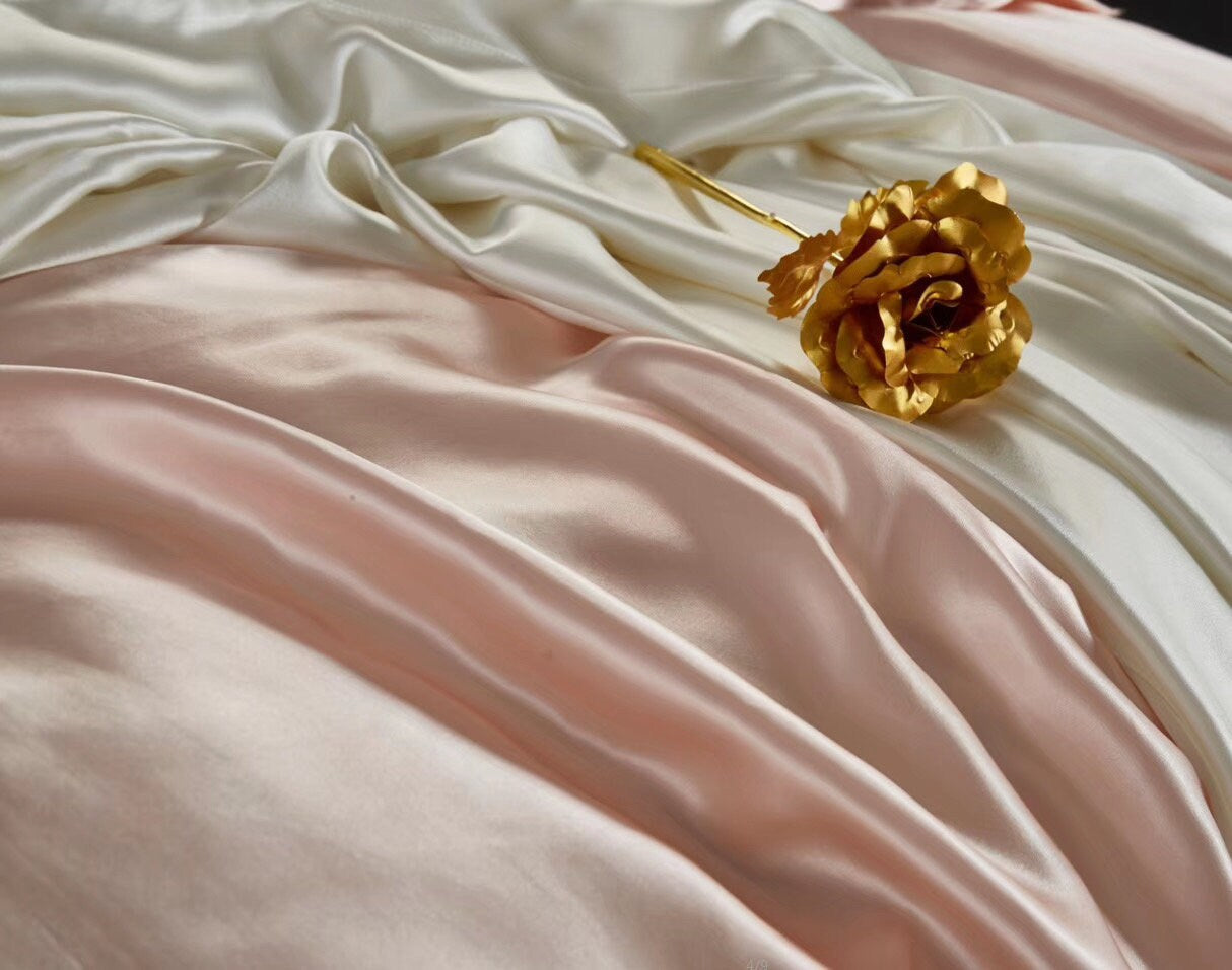 RESERVED ORDER - Sakura Pink Set - 100% Pure 6A Silk, 25mm smooth, natural, sleep beauty Silk Bedding for King, queen, custom size.