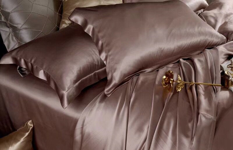 Handmade Duvet Cover in Bean Purple 100% Pure 6A Silk, 25mm smooth, natural, sleep beauty Silk Bedding for King, queen, custom size.