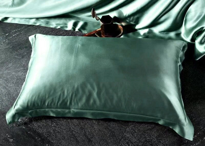 Handmade Flat Sheet in Bean Green 100% Pure 6A Silk, 25mm smooth, natural, sleep beauty Silk Bedding for King, queen, custom size.