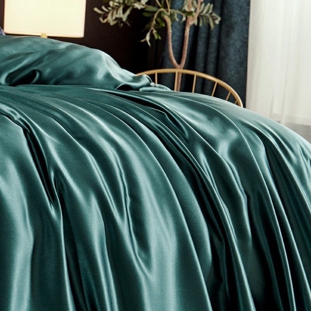 Special Offer Pure Silk Sheet, Flat Sheet in Dark Green 100% Pure 6A Silk, 25 momme Silk Bedding for King,Queen,custom size.