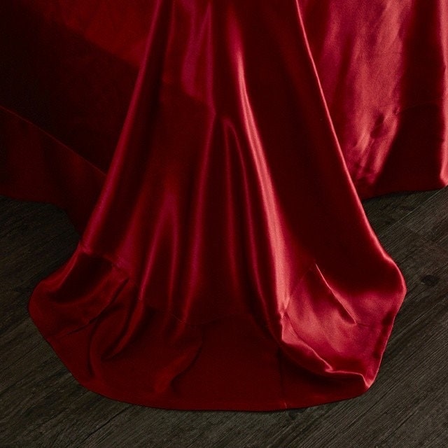 Handmade Flat Sheet in Wine Red 100% Pure 6A Silk, 25mm smooth, natural, sleep beauty Silk Bedding for King, queen, custom size.