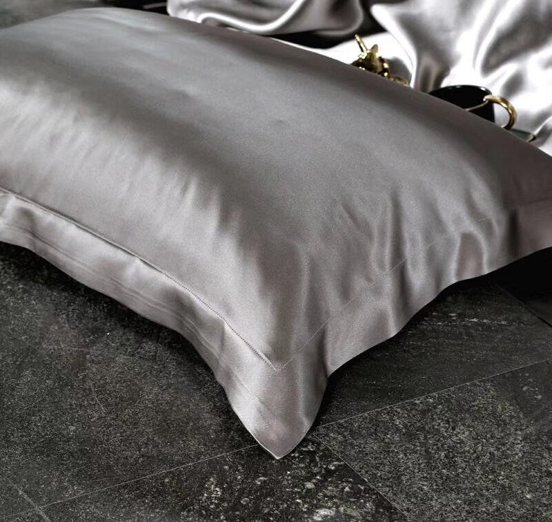 Handmade Flat Sheet in Smoky Grey 100% Pure 6A Silk, 25mm smooth, natural, sleep beauty Silk Bedding for King, queen, custom size.