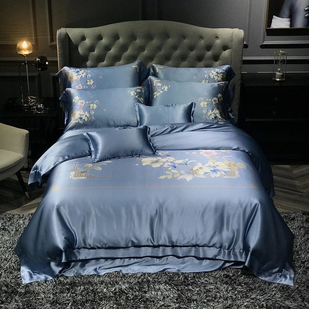 25mm 100% Pure Silk, Digital Printing, Handmade Mulberry Silk Duvet Cover, Super Luxury Smooth Silk Bedding for King, Queen, Custom sizes.