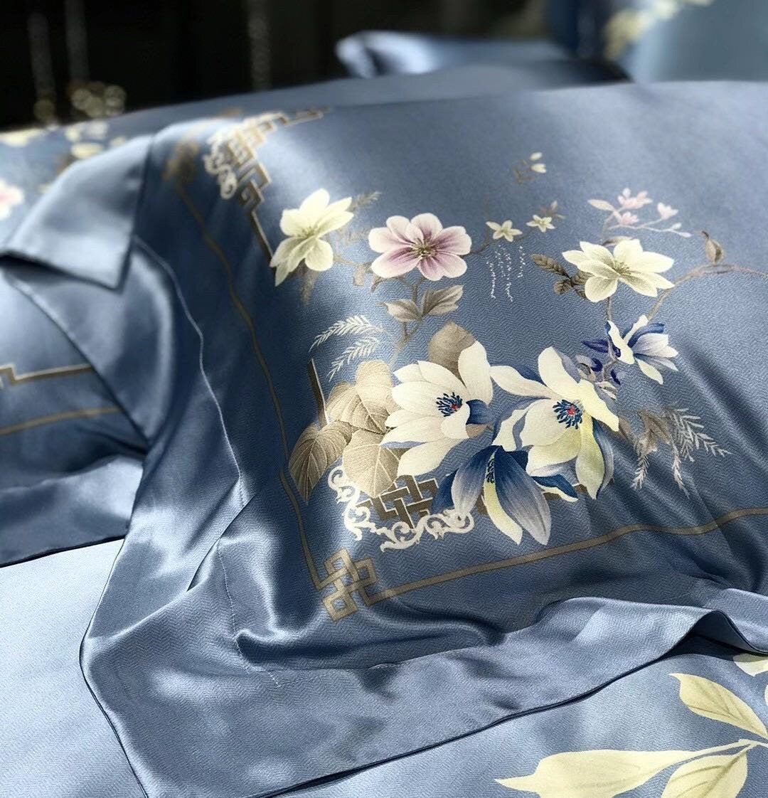 25mm 100% Pure Silk, Digital Printing, Handmade Mulberry Silk Duvet Cover, Super Luxury Smooth Silk Bedding for King, Queen, Custom sizes.