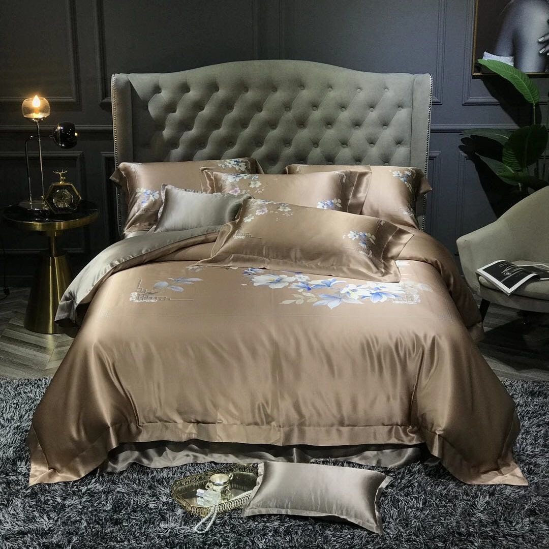 25mm 100% Pure Silk, Digital Printing, Handmade Mulberry Silk Duvet Cover, Super Luxury Smooth Silk Bedding for King, Queen, Custom sizes.