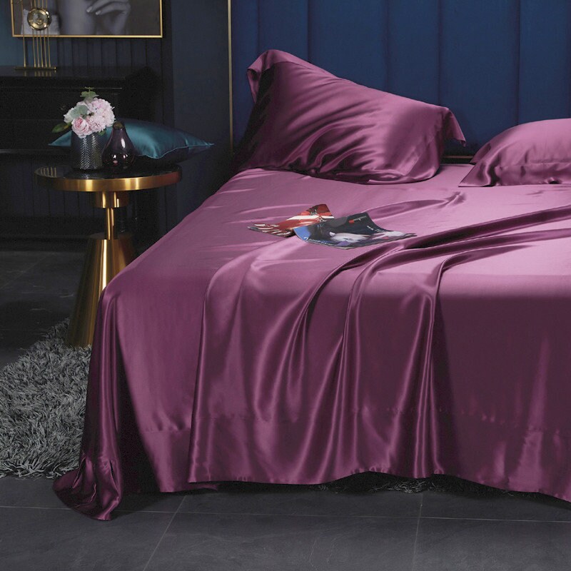 Silk Flat Sheet in 25 momme 100% 6A Grade Mulberry Silk. Queen, King and Custom Sizes in 14 Solid Colors