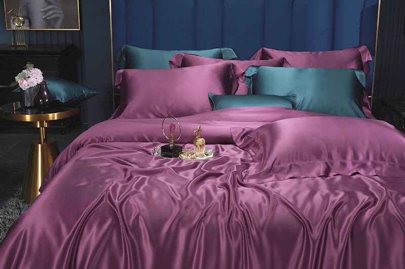 Handmade Duvet Cover in Purple 100% Pure 6A Silk, 25mm smooth, natural, sleep beauty Silk Bedding for King, queen, custom size.