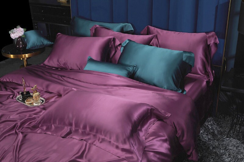 Handmade Duvet Cover in Purple 100% Pure 6A Silk, 25mm smooth, natural, sleep beauty Silk Bedding for King, queen, custom size.