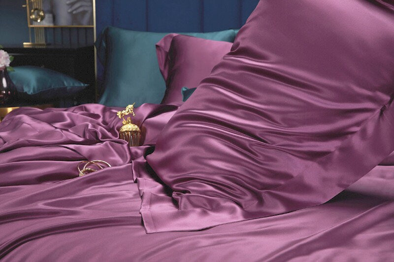 Handmade Duvet Cover in Purple 100% Pure 6A Silk, 25mm smooth, natural, sleep beauty Silk Bedding for King, queen, custom size.