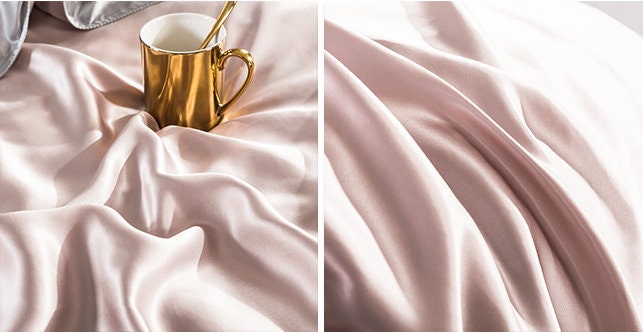 Bedding Set 4 pieces pure silk Queen size, French Stylish 22mm Solid Color, Nude Sleep/Anti-Wrinkles/Sleep SPA/Beautiful Luxury GIFT for Her