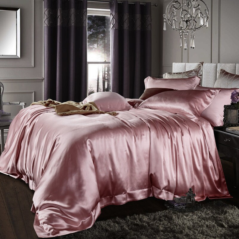 Handmade Duvet Cover in Anna Pink 100% Pure 6A Silk, 25mm smooth, natural, sleep beauty Silk Bedding for King, queen, custom size.
