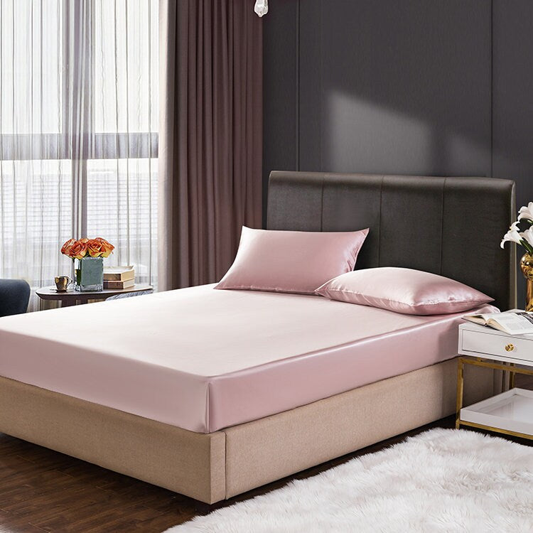 Charmeuse Silk Bedding Set,19 Momme luxury silk pillowcase,2 Pillowcases+flat sheet+duvet cover,100% Mulberry Silk Gift/GIFT FOR HER