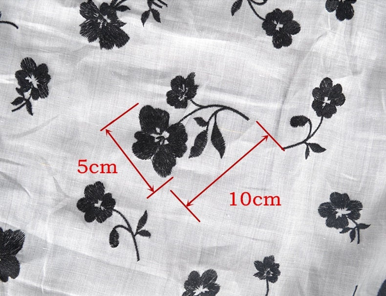 Beautiful Digital Printed Ramie fabric,Embroidered flowers,55"/140cm 100% Ramie fabric, for dresses, shirts. blouse, by the yard