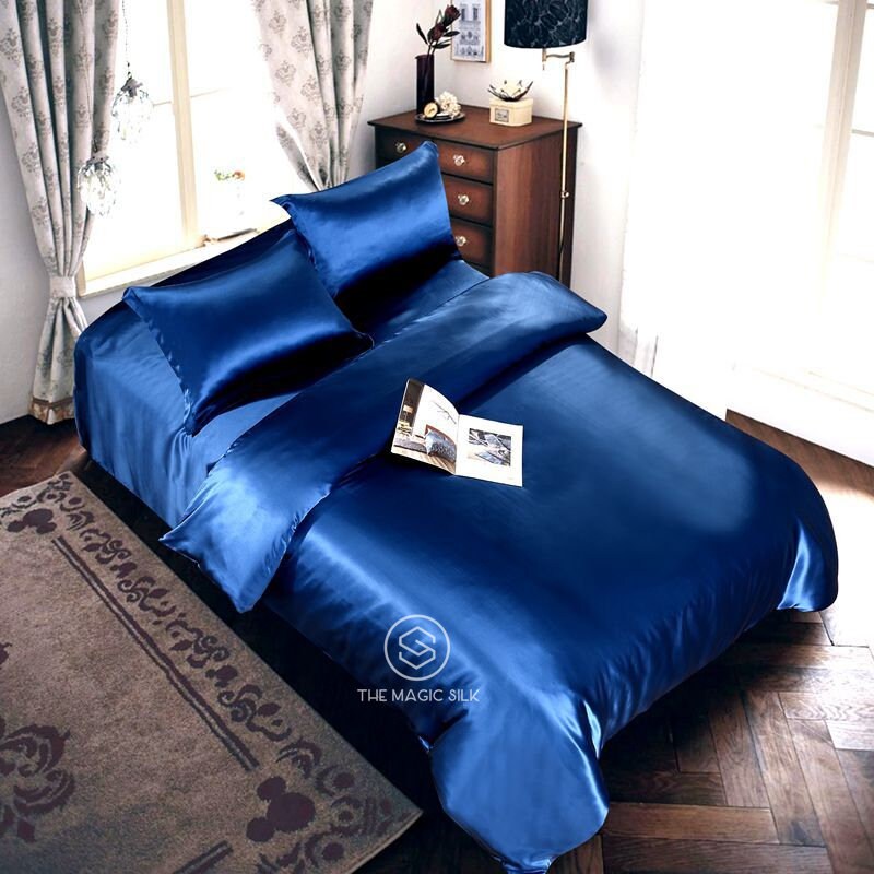 NAVY BLUE - 16 Momme 100% Silk Bedding 4pcs Suite