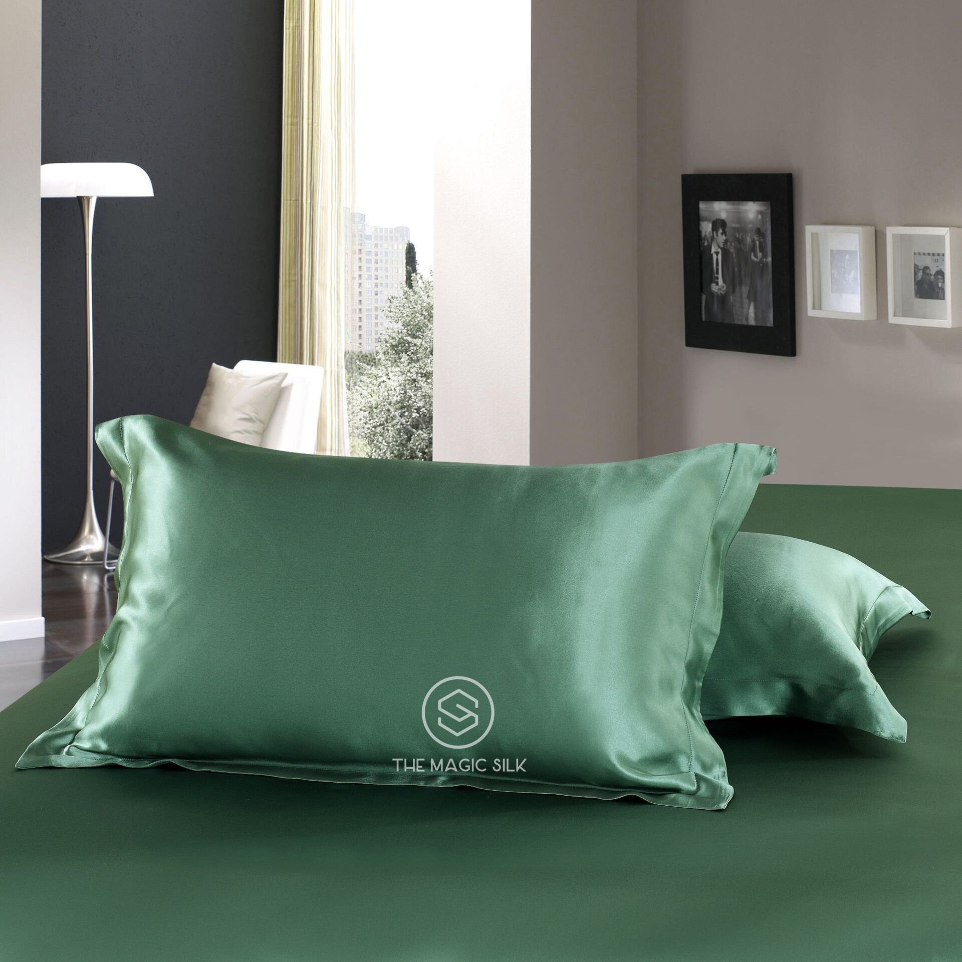 LUCKY GREEN - 16 Momme 100% Silk Bedding 4pcs Suite