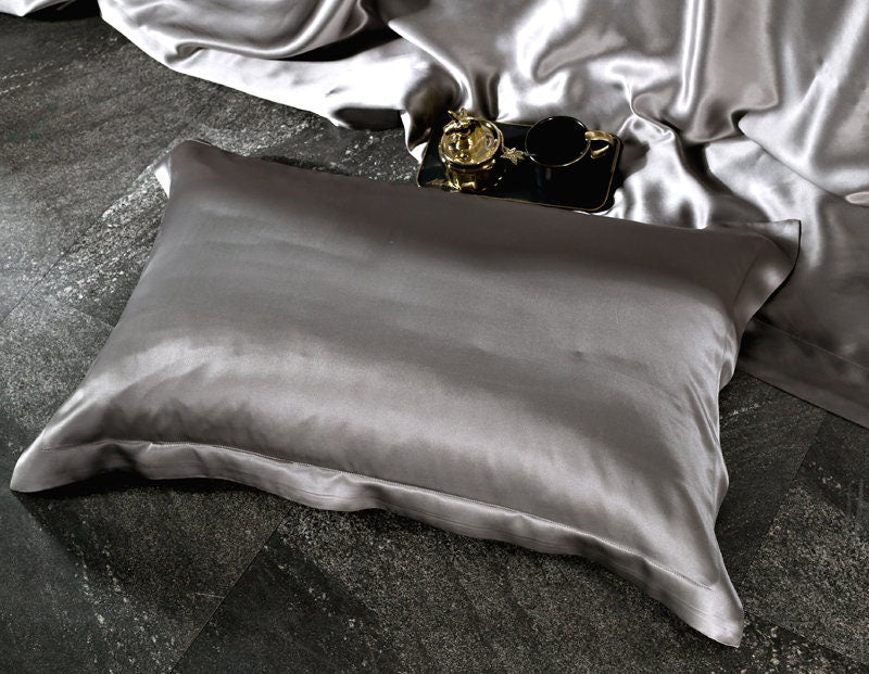 Custom Order - Smoky Gray - 25 Momme 100% Mulberry Silk Bedding Set 4 Pieces