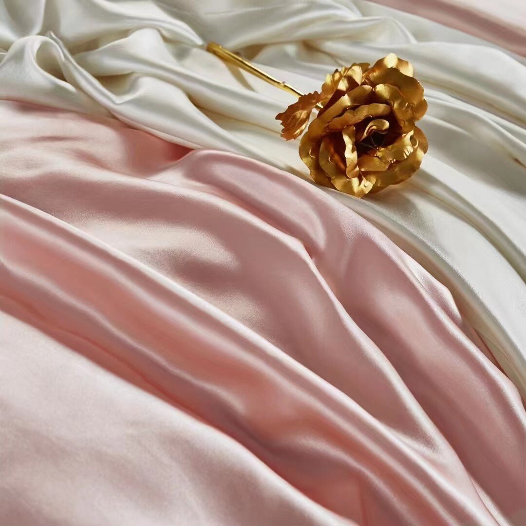 VEILED ROSE - 25 Momme Mulberry Silk Bedding, Silk Duvet Cover, Silk Fitted Sheet, Silk Flat Sheet, Silk Pillowcase, 100% SILK