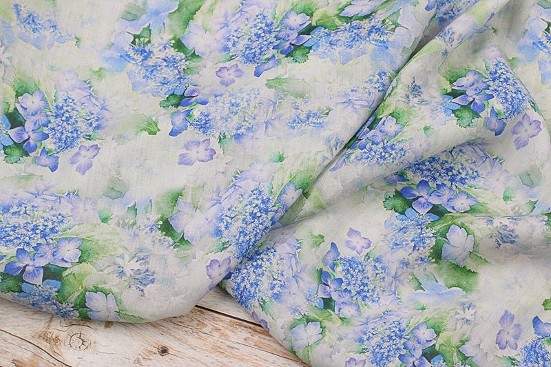 QINGSHUILV - Flower Print Ramie Fabric By the Yard