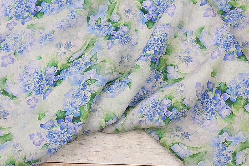 QINGSHUILV - Flower Print Ramie Fabric By the Yard