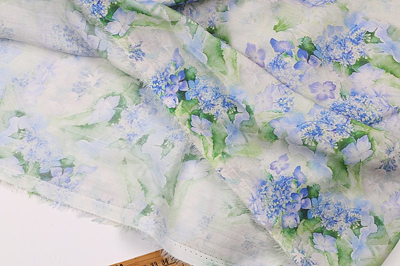 QINGSHUILV - Flower Print Ramie Fabric By the Yard