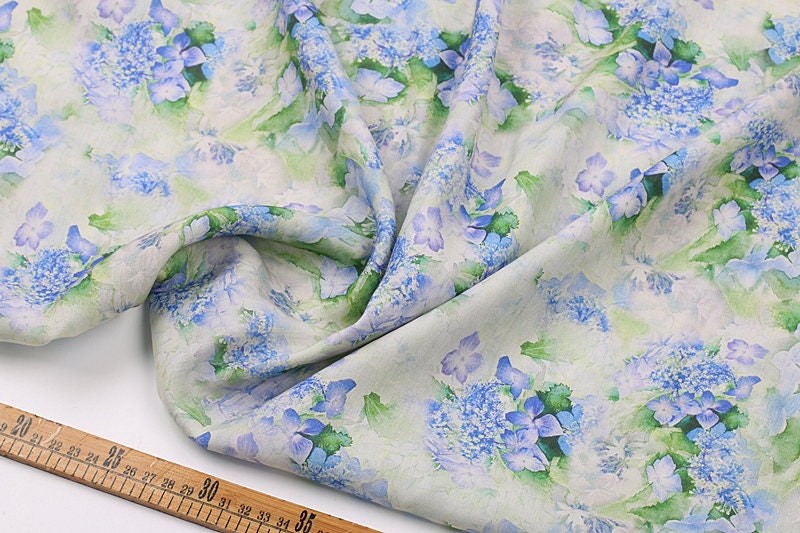 QINGSHUILV - Flower Print Ramie Fabric By the Yard