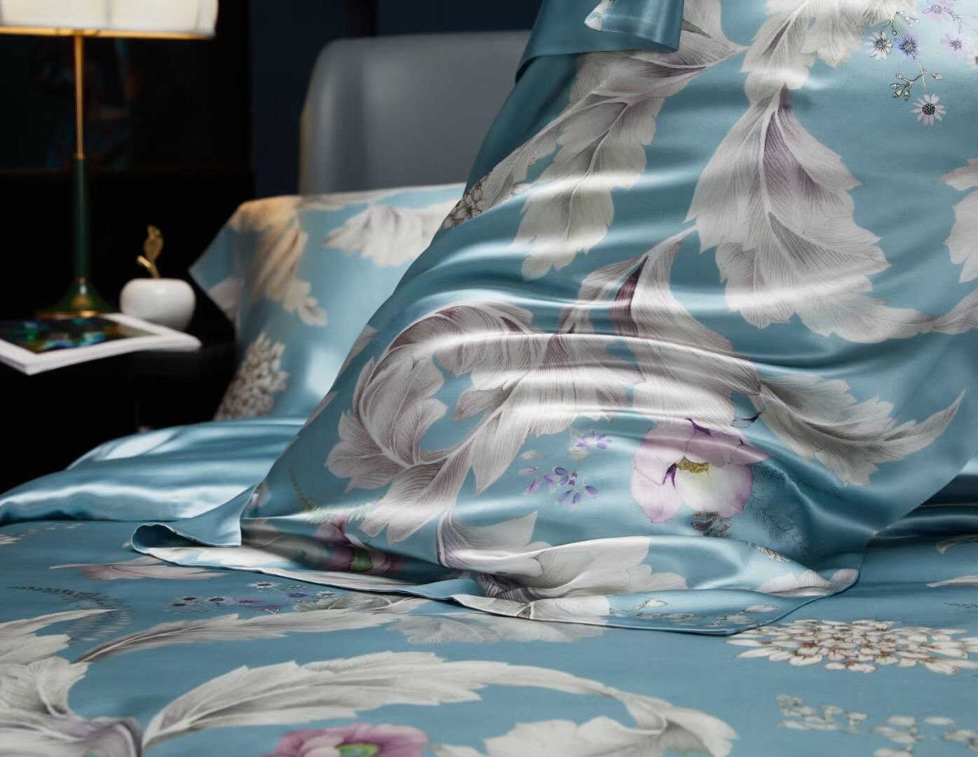 BLOSSOM - 25 Momme Mulberry Silk Bedding, Silk Duvet Cover, Silk Fitted Sheet, Silk Flat Sheet, Silk Pillowcase, 100% SILK