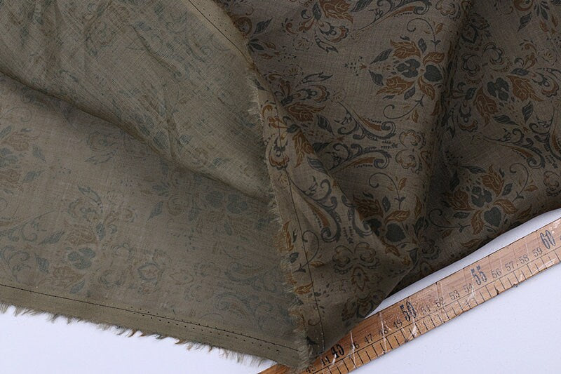 HEHUI - Flowers Print Ramie Fabric - 140cm wide by the Yard