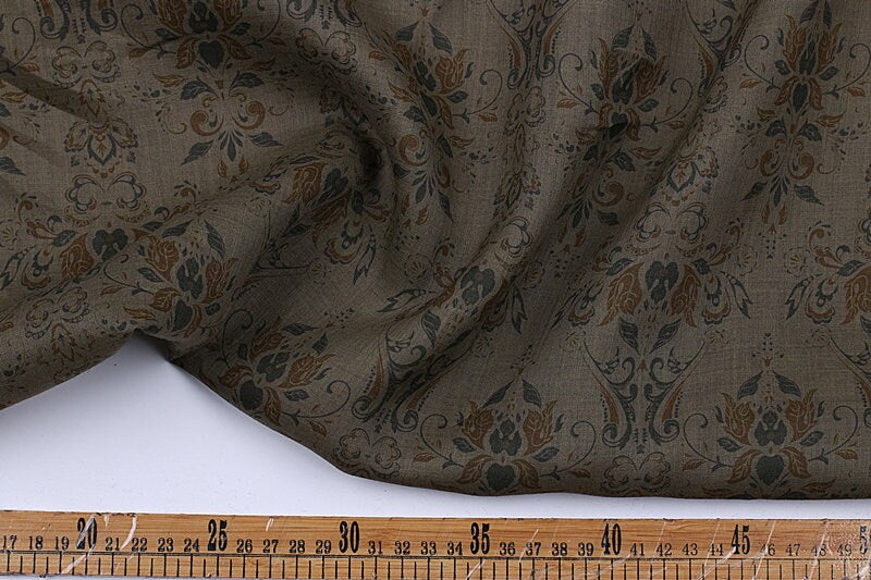 HEHUI - Flowers Print Ramie Fabric - 140cm wide by the Yard