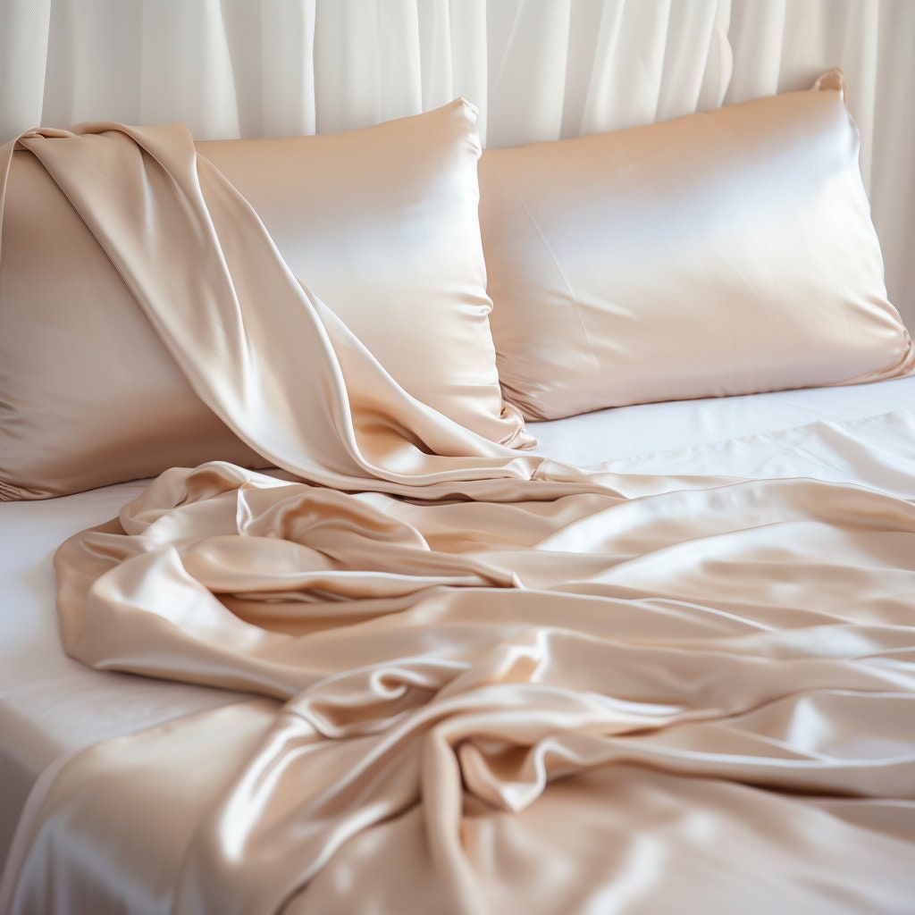 PINKY NUDE - 25 Momme Mulberry Silk Bedding, Silk Duvet Cover, Silk Fitted Sheet, Silk Flat Sheet, Silk Pillowcase, 100% SILK