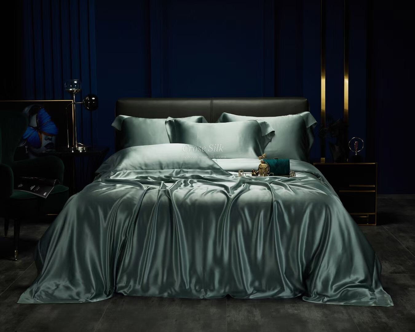 LILY PAD - 25 Momme Mulberry Silk Bedding, Silk Duvet Cover, Silk Fitted Sheet, Silk Flat Sheet, Silk Pillowcase, 100% SILK