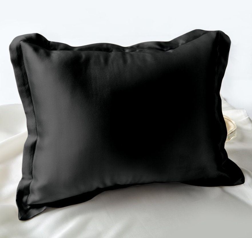 PILLOW CASE 100% silk OXFORD with 1" flange - body pillow genuine silk pillowcase Anti-wrinkle Queen King Standard sizes body cover
