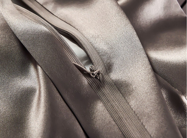 DARK GOLD Stripes - 25 Momme Mulberry Silk Bedding, Silk Duvet Cover, Silk Fitted Sheet, Silk Flat Sheet, Silk Pillowcase, 100% SILK