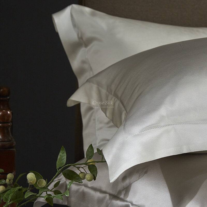 CLOUD DANCER - 25 Momme Mulberry Silk Bedding, Silk Duvet Cover, Silk Fitted Sheet, Silk Flat Sheet, Silk Pillowcase, 100% SILK