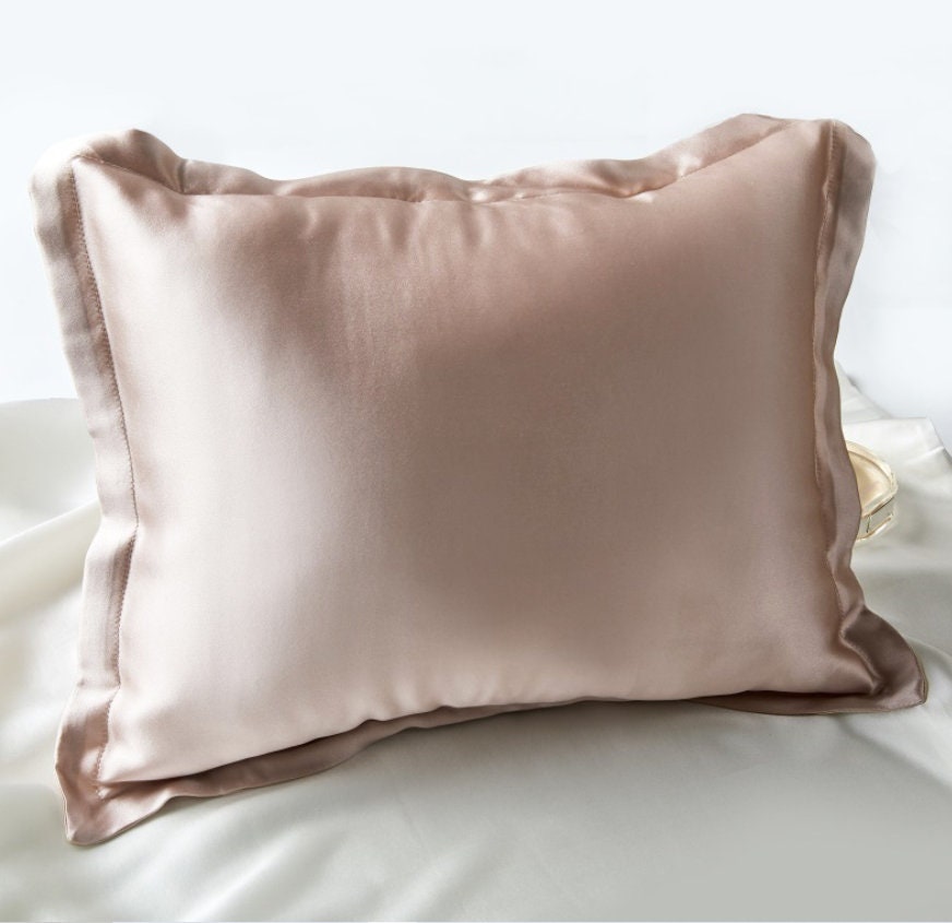 PILLOW CASE 100% silk OXFORD with 1" flange - body pillow genuine silk pillowcase Anti-wrinkle Queen King Standard sizes body cover