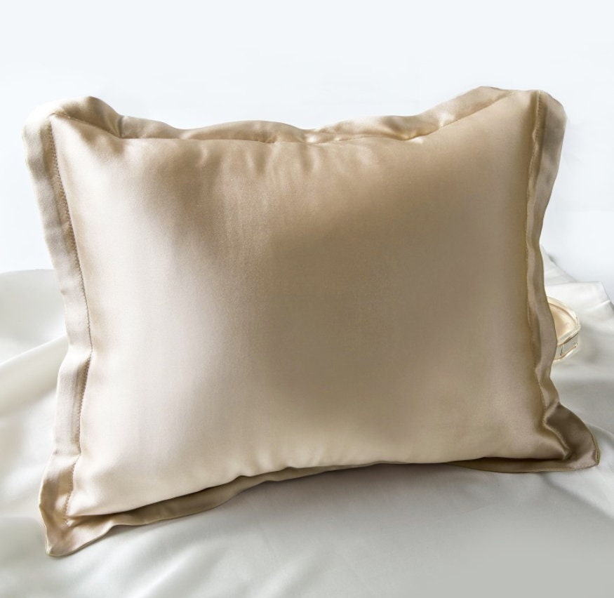 PILLOW CASE 100% silk OXFORD with 1" flange - body pillow genuine silk pillowcase Anti-wrinkle Queen King Standard sizes body cover
